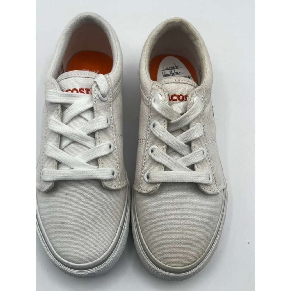 Lacoste Vaultstar FSM White Canvas Sneakers US 12 UK 11 EU 29 Youth NEW Box